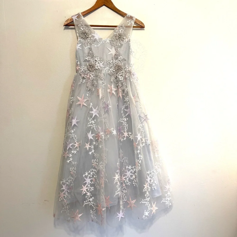 Sparkle Princess Tulle Dress w/ Stars Sz 140 (Fits 8-10 year old) Party Dress